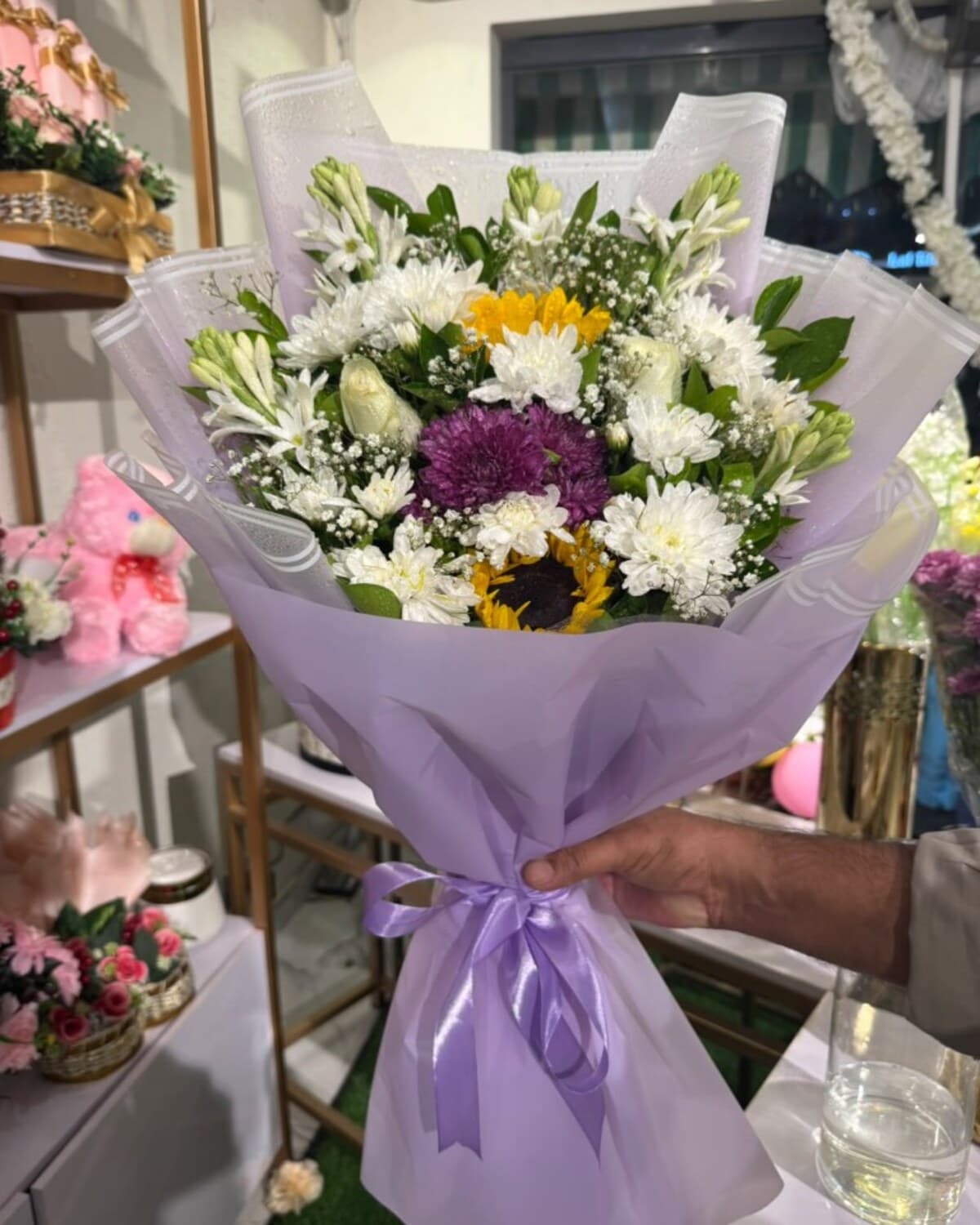 Lavender Sunflower Mixed Bouquet fresh flower bouquet by Phool Pattiyan Lahore