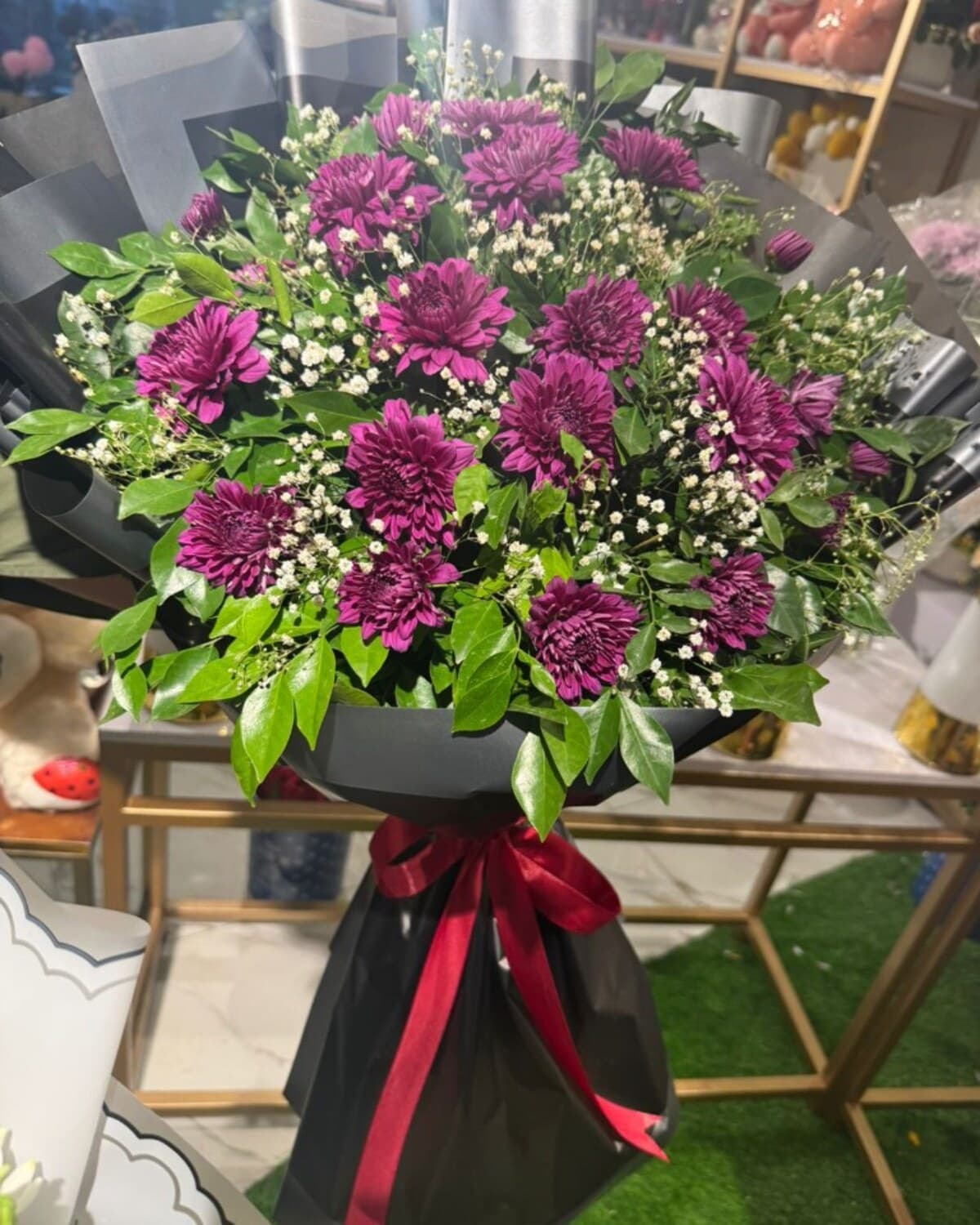 Plum Noir Chrysanthemum Bouquet fresh flower bouquet by Phool Pattiyan Lahore