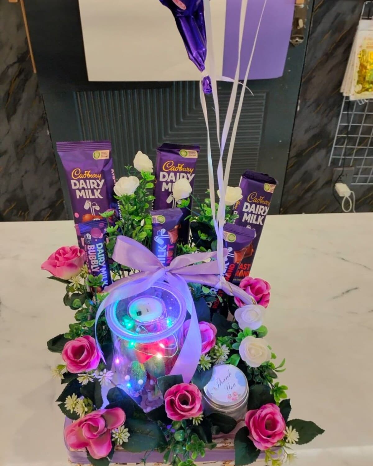 Purple Harmony Gift Basket fresh flower bouquet by Phool Pattiyan Lahore
