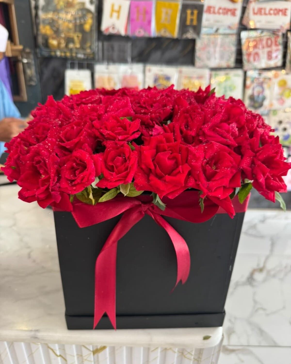 Red Rose Black Box Bouquet fresh flower bouquet by Phool Pattiyan Lahore