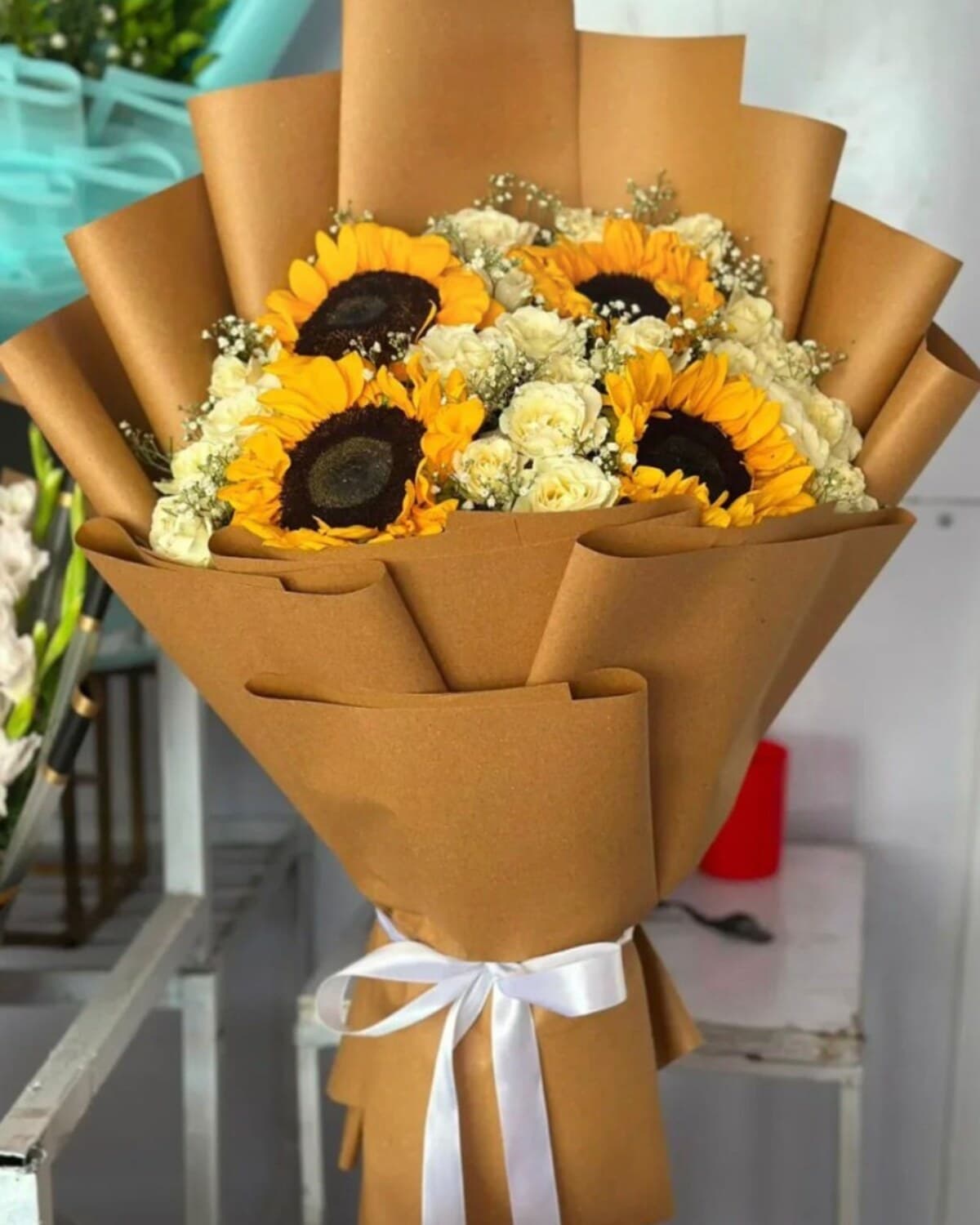 Sunflower Imported Rose Bouquet fresh flower bouquet by Phool Pattiyan Lahore