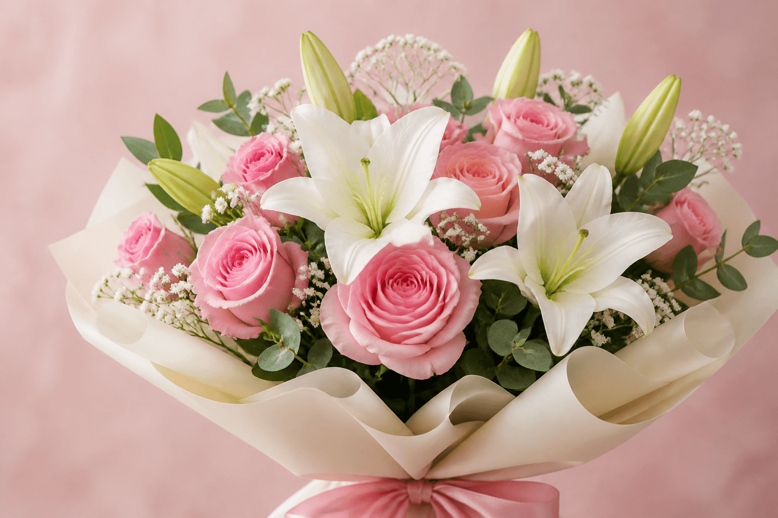 Elegant pink and white floral arrangement