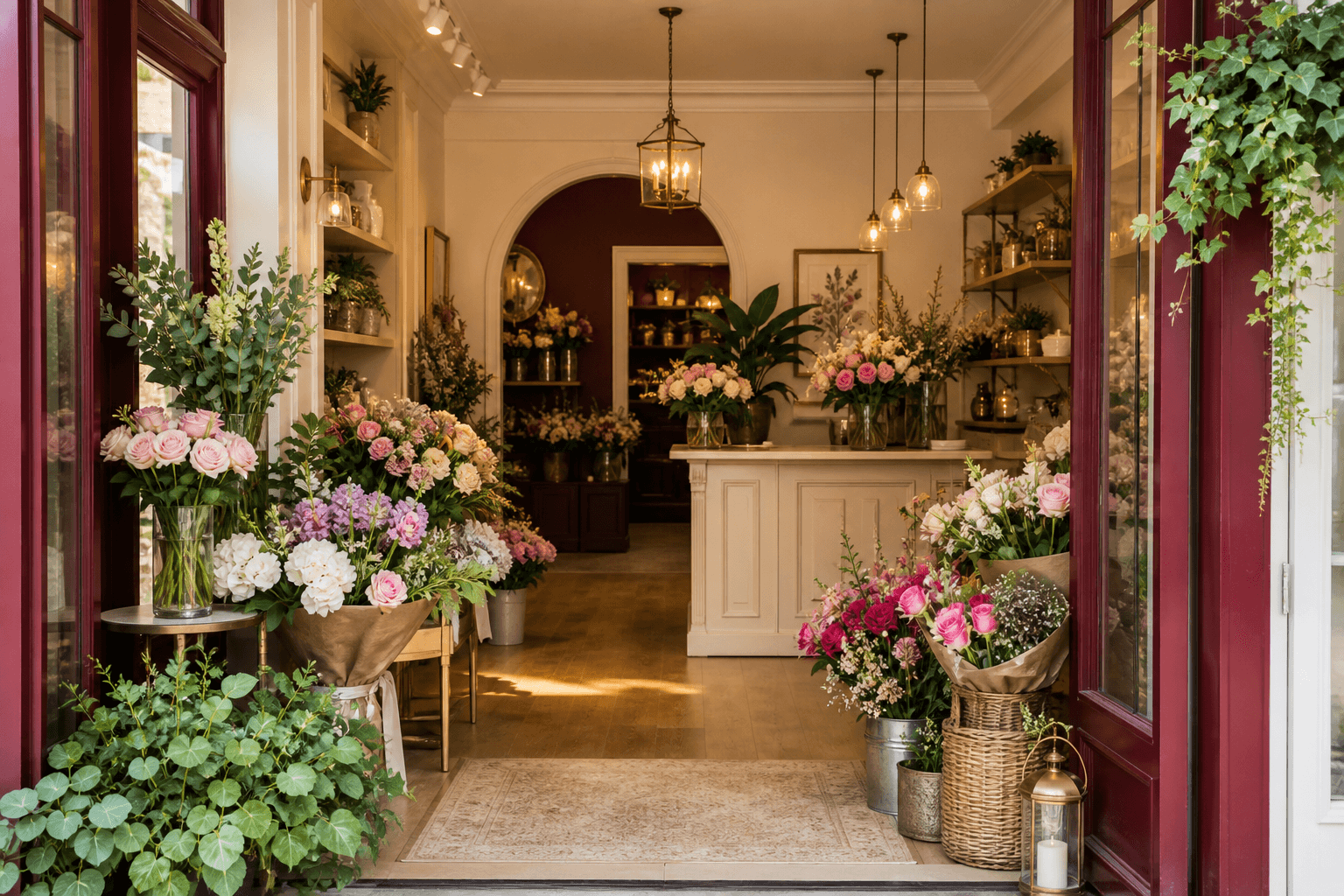 Flowers In Action flower shop storefront placeholder — replace with actual store photo
